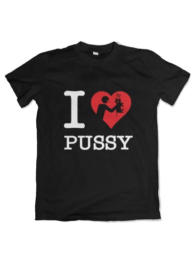 I Love Pussy Men's T-Shirt with Cat Print | grobejungs.de