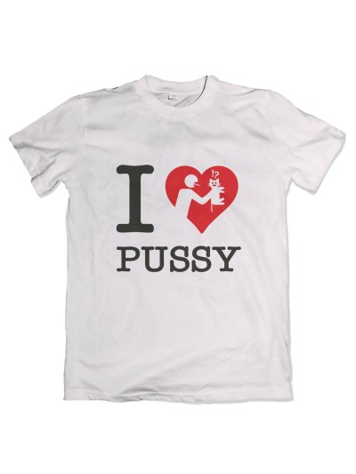 I Love Pussy Men's T-Shirt with Cat Print | grobejungs.de