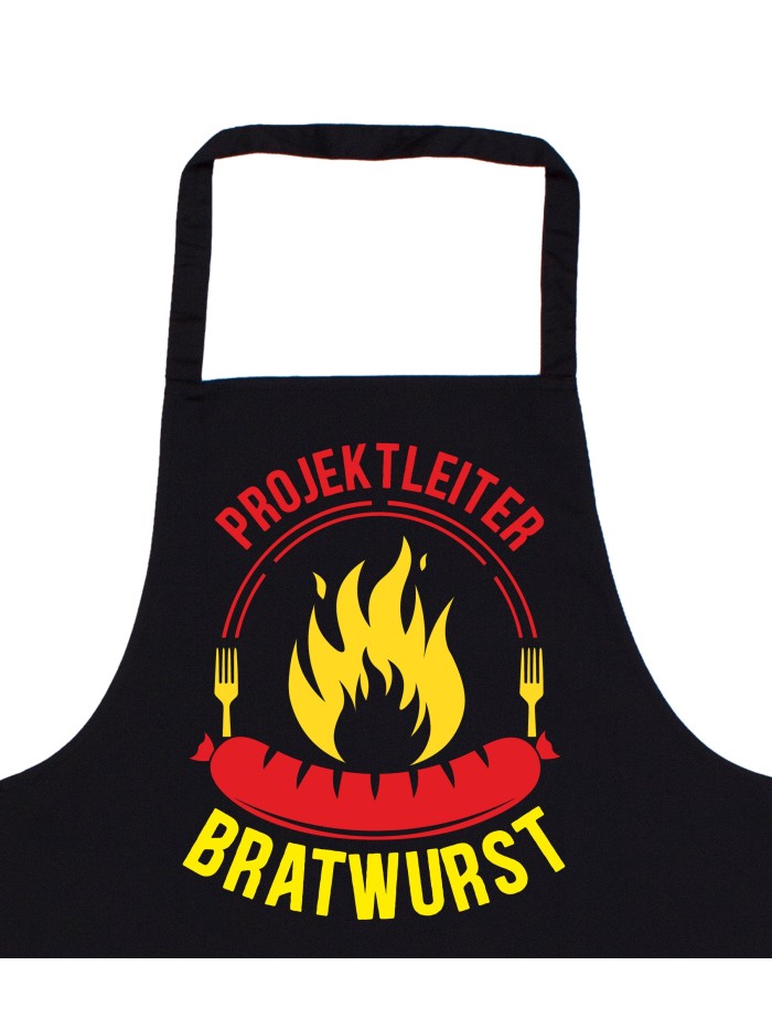 Projektleiter Bratwurst Apron, Red and Yellow